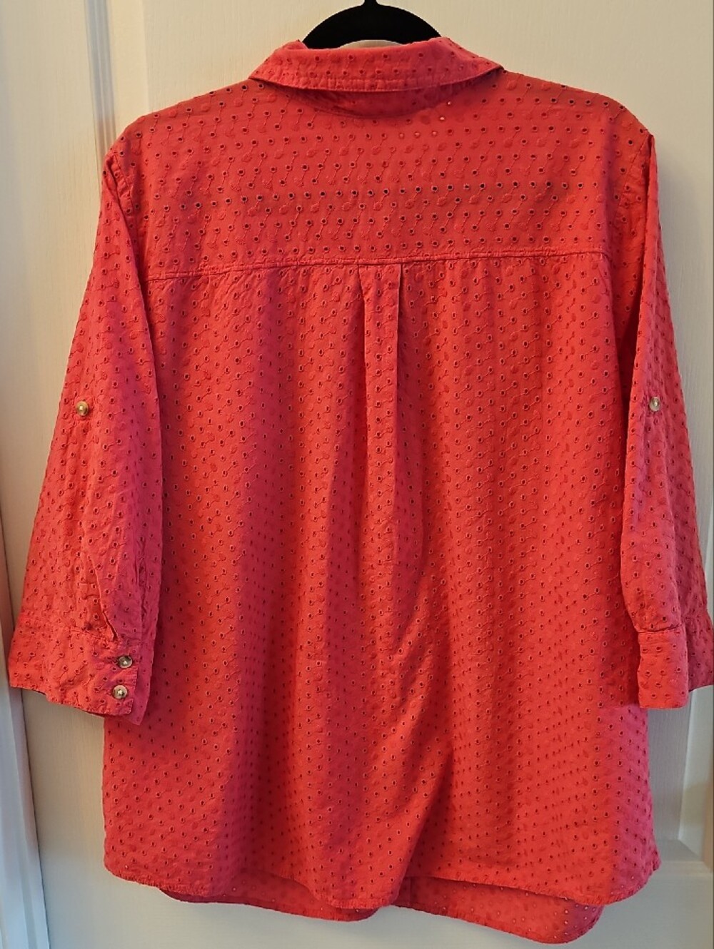 croft & barrow Hot Pink Eyelet Button-Down Shirt - Picture 7 of 10